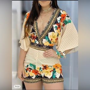 Women's Romper Print Floral V Neck Casual Daily Vacation
